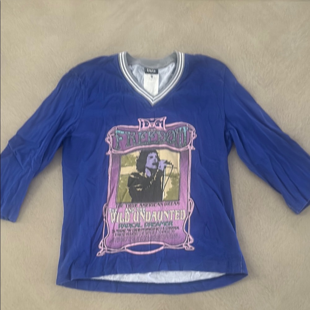 Authentic D&G Y2K graphic tee Blue 3/4 sleeve